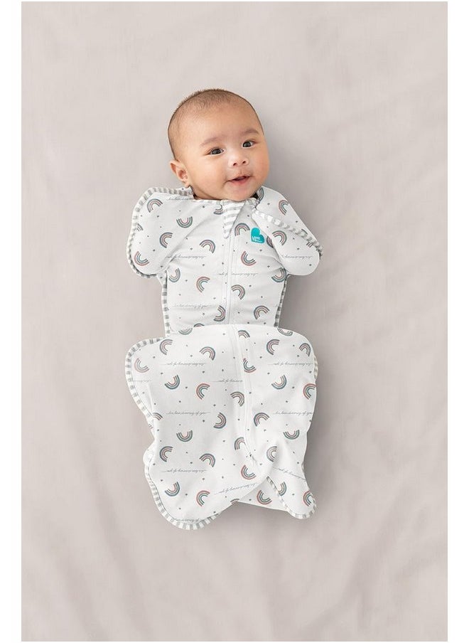 لاف تو دريم Love to Dream Swaddle UP، كيس نوم للأطفال، قماط ذاتي التهدئة للأطفال حديثي الولادة، يحسن النوم، مقاس مريح يساعد على تهدئة رد الفعل المفاجئ، أساسيات حديثي الولادة للطفل، 1.0 TOG، 13-19 رطلاً، Rainbow Dream  - Image 4