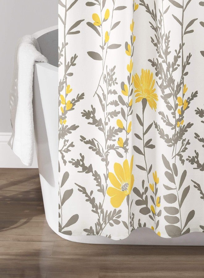 Lush Decor Aprile Floral Shower Curtain, 72" W x 72" L, Yellow & Gray - Pretty Yellow Shower Curtain for Bathroom - Cottage, French Country & Farmhouse Bathroom Decor - Image 4