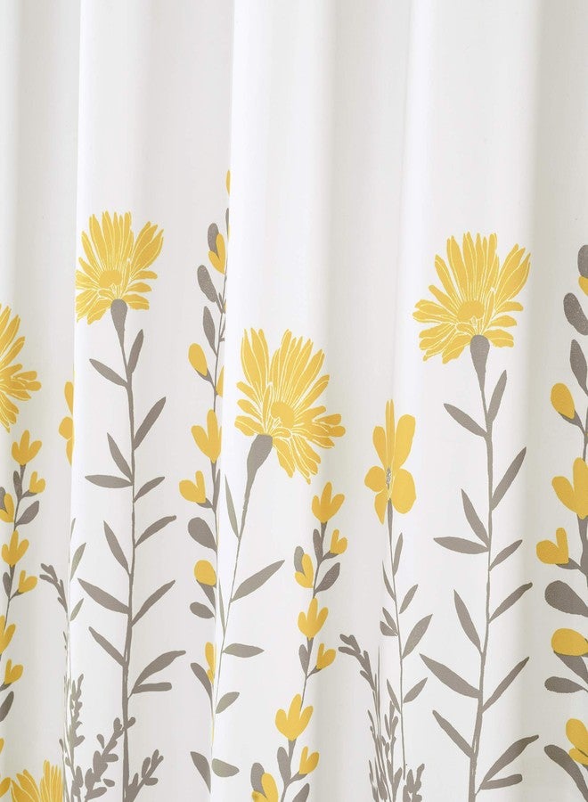 Lush Decor Aprile Floral Shower Curtain, 72" W x 72" L, Yellow & Gray - Pretty Yellow Shower Curtain for Bathroom - Cottage, French Country & Farmhouse Bathroom Decor - Image 2