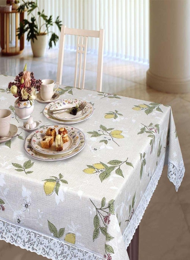 Freelance PVC Vinyl Tuscany Flannel Backing Dining Plastic Table Cover Cloth - Waterproof Protector, 4 Seater, Round 60 inches (with White Border Edge Lace) - Product of Meiwa, Japan - Image 2