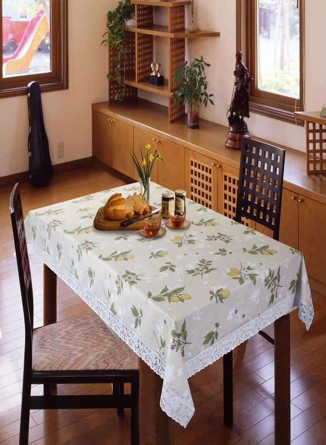 Freelance PVC Vinyl Tuscany Flannel Backing Dining Plastic Table Cover Cloth - Waterproof Protector, 4 Seater, Round 60 inches (with White Border Edge Lace) - Product of Meiwa, Japan - Image 1