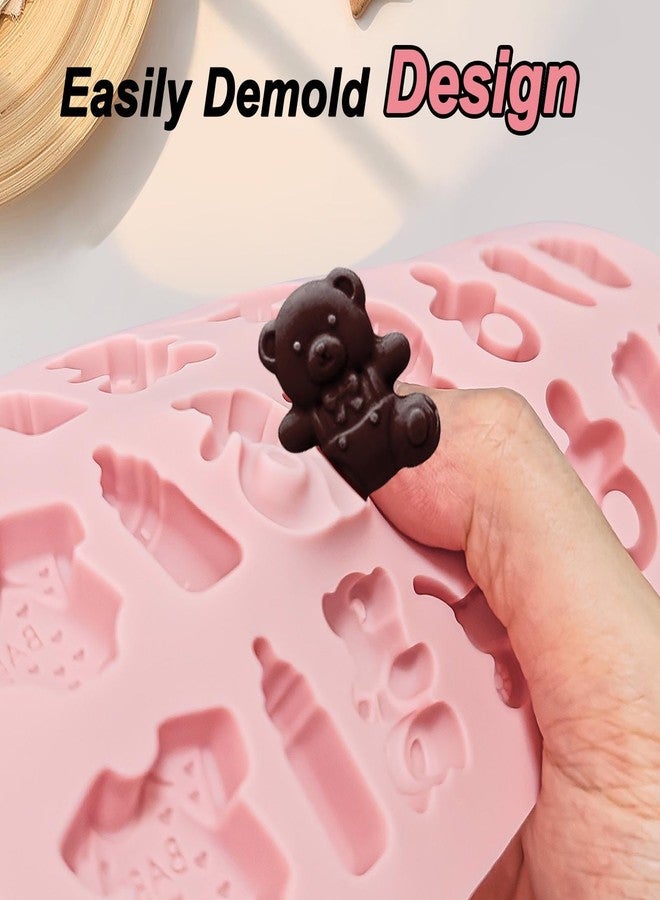 Fuehbur Baby-Shower Theme Candy Silicone Molds 2PCS, Chocolate Moulds with Cute Patterns, 35 Cavity Ice Molds Tray for Cake Desserts, Cupcake Toppers - Image 3