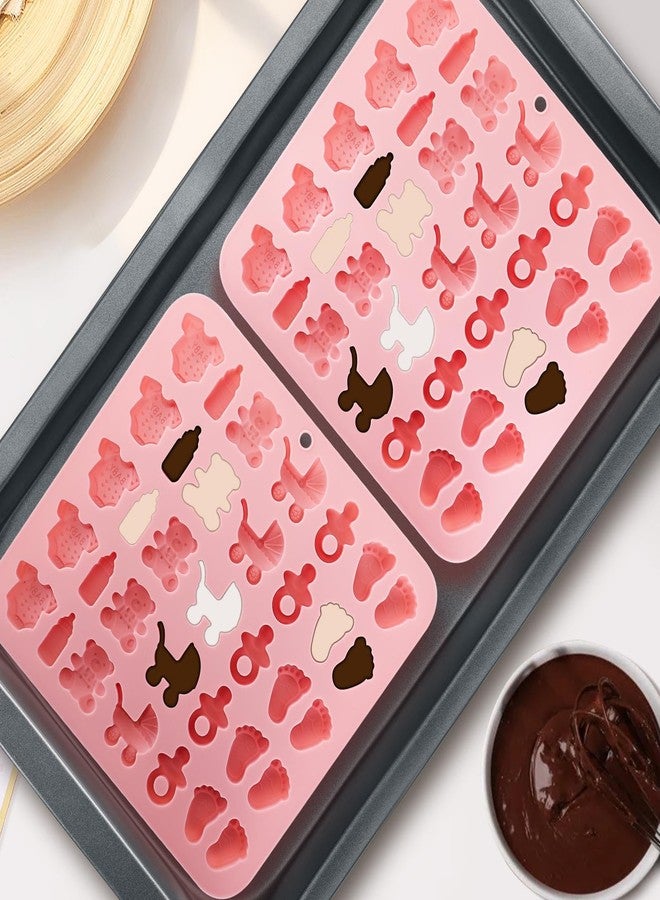 Fuehbur Baby-Shower Theme Candy Silicone Molds 2PCS, Chocolate Moulds with Cute Patterns, 35 Cavity Ice Molds Tray for Cake Desserts, Cupcake Toppers - Image 5