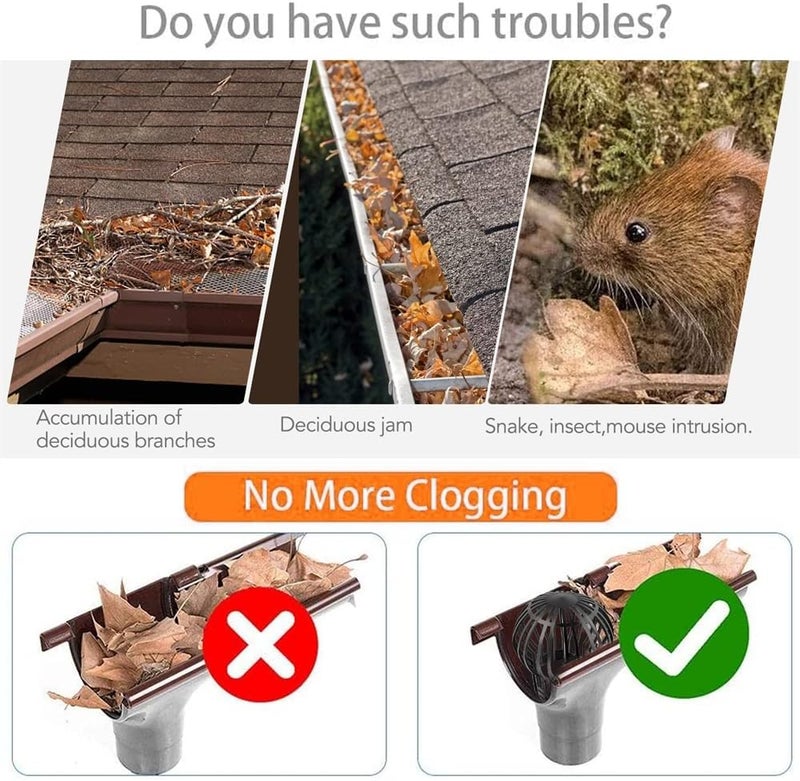 Plastic Gutter Guards, Downpipe Adjustable Filters, 4 Pcs Flexible Protectors, Drainpipe Covers to Stops Leaves Debris Moss Mud, Prevent Drain Blockages - Image 4