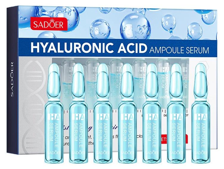 SADOER Hyaluronic Acid Ampoule Serum, Concentrated Ampoules for Anti-Aging and Wrinkle Smoothening – Deeply Moisturizing, Natural Face Lift Hydrating Serum   2ml*7pcs - Image 1
