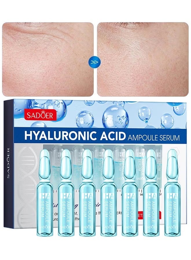 SADOER Hyaluronic Acid Ampoule Serum, Concentrated Ampoules for Anti-Aging and Wrinkle Smoothening – Deeply Moisturizing, Natural Face Lift Hydrating Serum   2ml*7pcs - Image 1