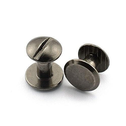 LQ Industrial 15 Sets Chicago Screw Round Slotted Head Carbon Steel Binding Screws Rivet Book Binding DIY Leather Craft Assembly Bolt 1/4" Black - Image 1