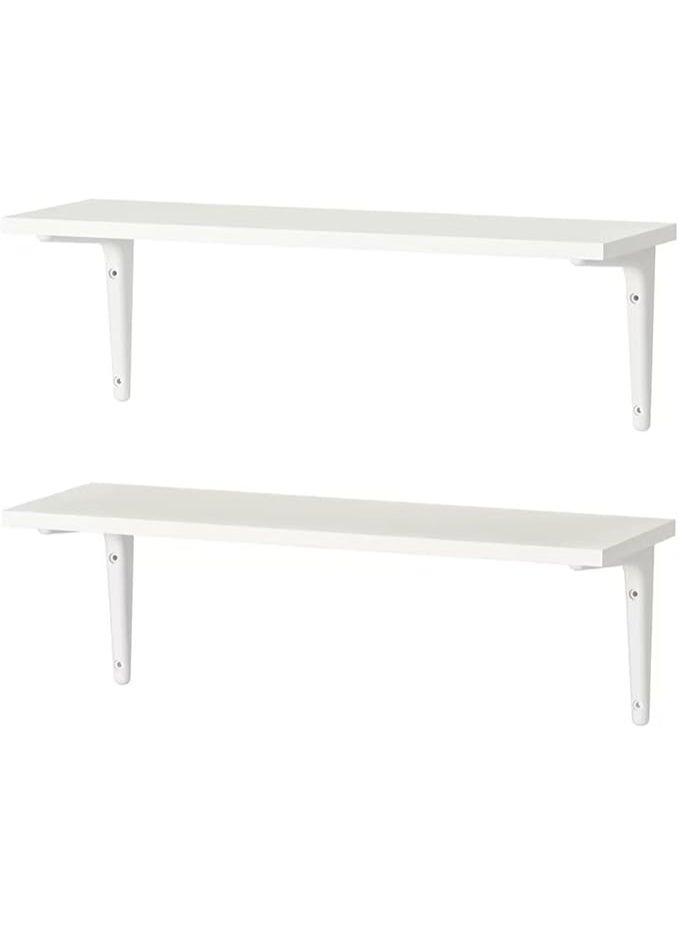 فيشين مجموعة من 2 رفوف مثبتة على الحائط من VITION، وحدة عرض خشبية، منظم تخزين، رف لغرفة المعيشة، غرفة النوم، الحمام، المكتب، المطبخ، 59×20 سم - أبيض - Image 1