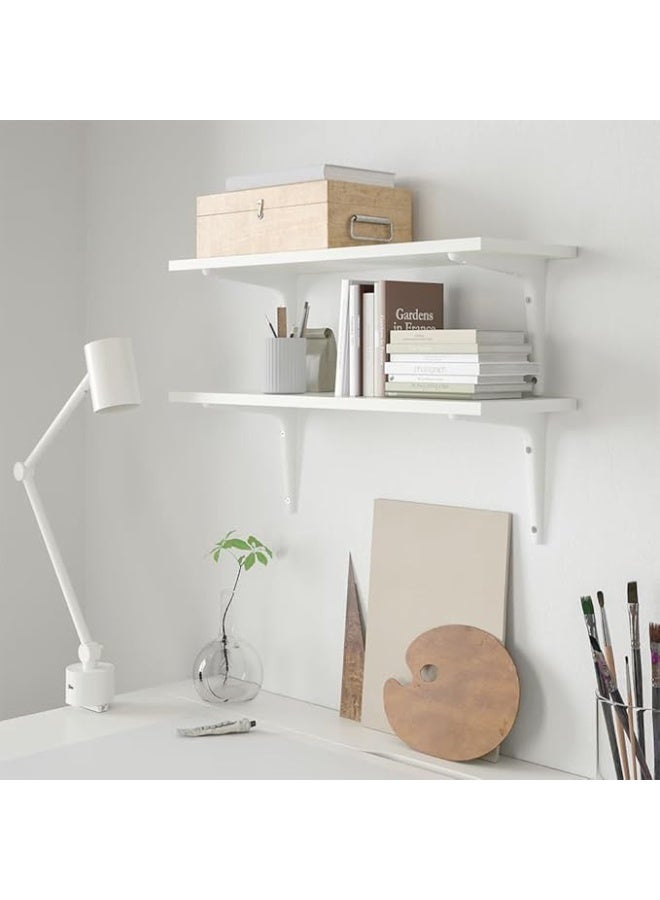 فيشين مجموعة من 2 رفوف مثبتة على الحائط من VITION، وحدة عرض خشبية، منظم تخزين، رف لغرفة المعيشة، غرفة النوم، الحمام، المكتب، المطبخ، 59×20 سم - أبيض - Image 2