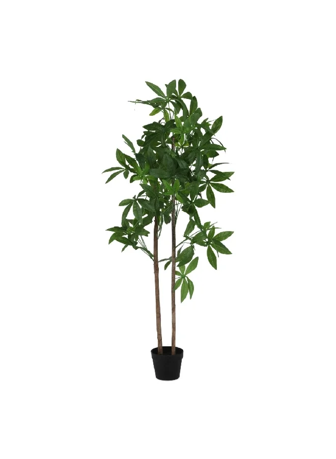 serene 62-Leaves Realistic Looking Artificial Pachira Tree with Sturdy Pot Green and Brown 150cm 22077