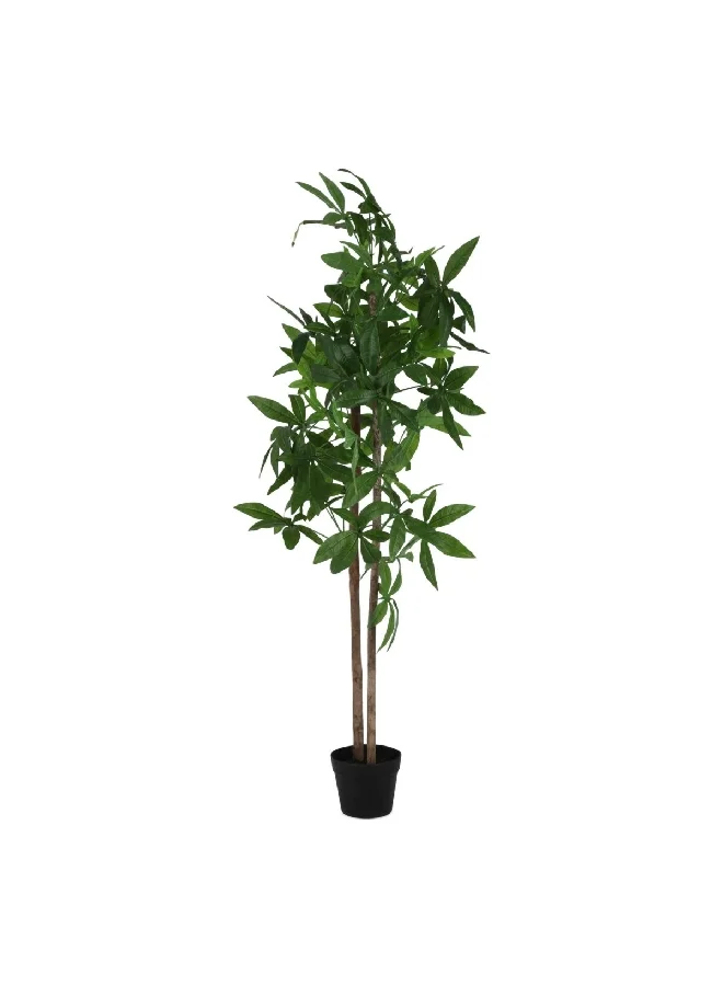 serene 62-Leaves Realistic Looking Artificial Pachira Tree with Sturdy Pot Green and Brown 150cm 22077