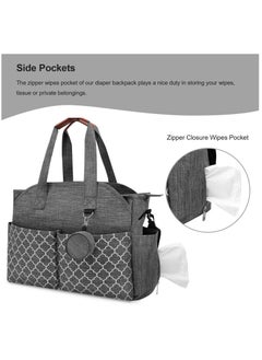 Arabest Diaper Bag with Cup Holder, Multi Function Baby Bag, Travel Diaper Bag for Mom and Dad, Baby Diaper Bag Tote, Large Capacity and Stylish Organizer for Baby Care(Grey)  - Image 5