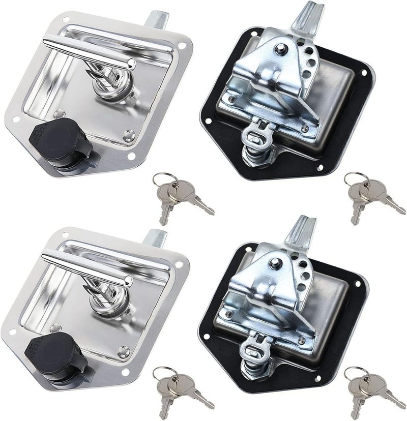 Ycsmyyds 4 Pcs Stainless Steel Car Trailer Door Latch with Gasket and T-Handle Lock - Image 1