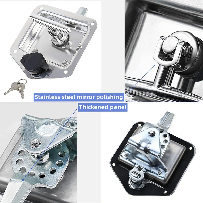 Ycsmyyds 4 Pcs Stainless Steel Car Trailer Door Latch with Gasket and T-Handle Lock - Image 2