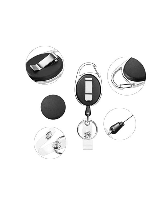 FengSVMA Retractable Badge Holder with Carabiner Reel Clip and Key Ring for ID Card Key Keychain Holders Black 10 Pieces  - Image 4