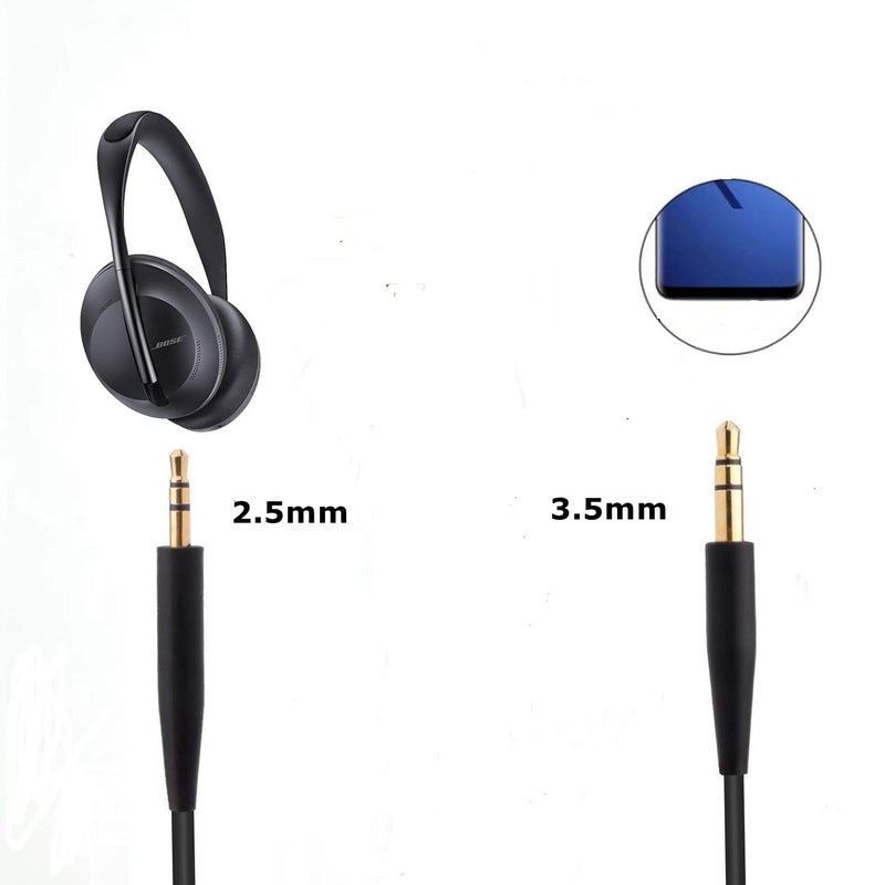 Cypher.V سلك استبدال مساعد، من 3.5 مم إلى 2.5 مم لسماعات Bose NC700 QuietComfort QC25 QC35 QC35II QC45 (بدون ميكروفون) (أسود) - Image 4