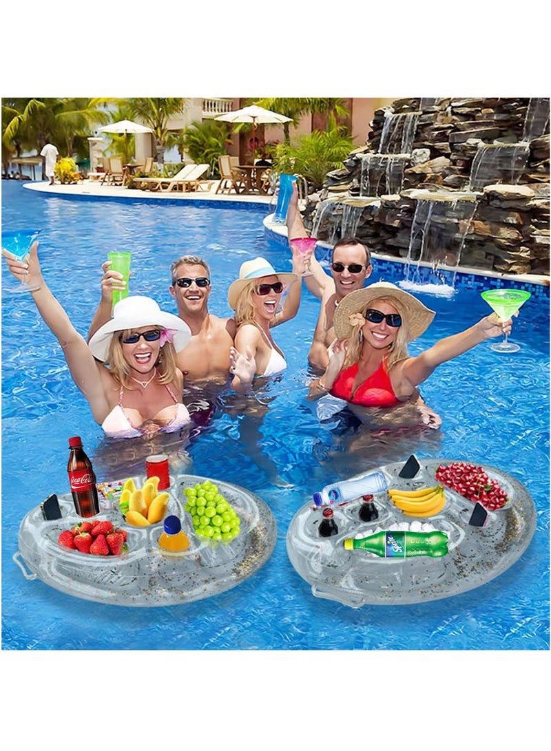 MarlaMall Swimming Pool Drinks Fruit Tray, Pool Inflatable Floating Drink Holder - Tray Table with Cup and Drink Can Holder with Snack Bowl, Durable PVC - Image 5