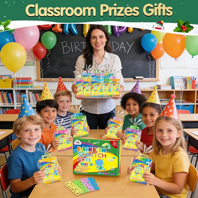 ZMLM Scratch Art Party Favors: Birthday Gifts Goodie Bags Stuffers Rainbow Scratch Paper Craft Notebooks for Kids 4-8 Classroom Prize Students End School Supplies Toy Girls Boys Return Gift (36) - Image 4