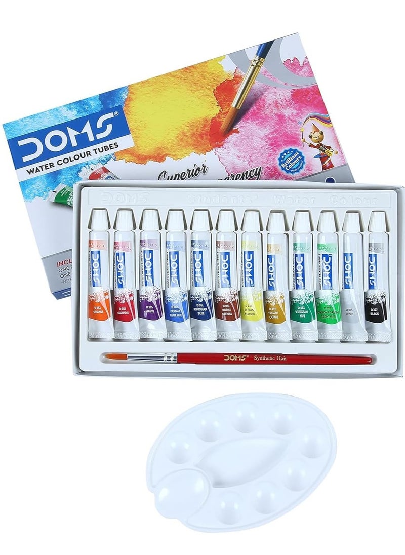 DOMS 12-Shade Watercolour Paint Tube Set With Brush And Painting Palette  - Image 1