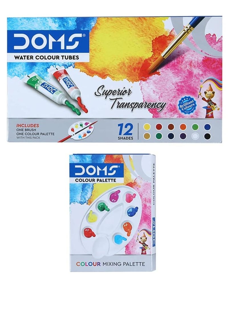 DOMS 12-Shade Watercolour Paint Tube Set With Brush And Painting Palette  - Image 2