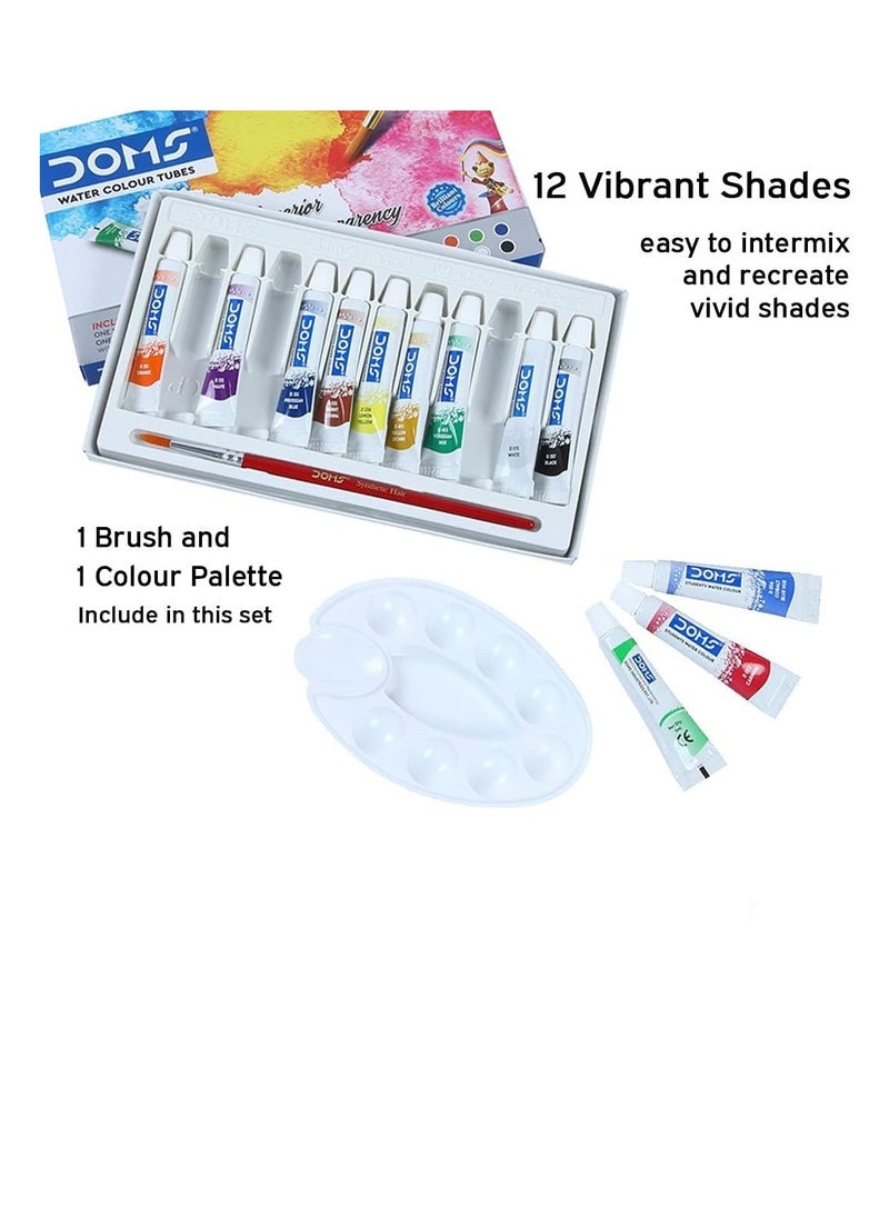 DOMS 12-Shade Watercolour Paint Tube Set With Brush And Painting Palette  - Image 3