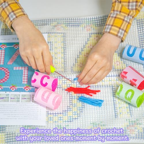 LAPATAIN Latch Hook Kits for DIY Throw Pillow Cover,Love Needlework Cushion Cover Hand Craft Crochet 17x17inch - Image 5