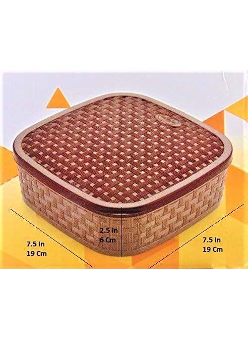 xyno - xyno 7 Sections Woven Design Spice Masala Rangoli Box Dabba Storage Container Condiment Set Multicolor - Image 1