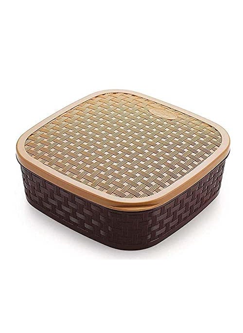 xyno - xyno 7 Sections Woven Design Spice Masala Rangoli Box Dabba Storage Container Condiment Set Multicolor - Image 1