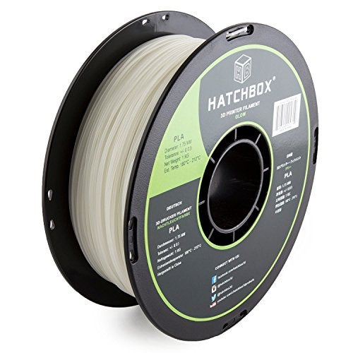 HATCHBOX PLA 3D Printer Filament, Dimensional Accuracy +/- 0.03 mm, 1 kg Spool, 1.75 mm, Glow in The Dark - Image 1