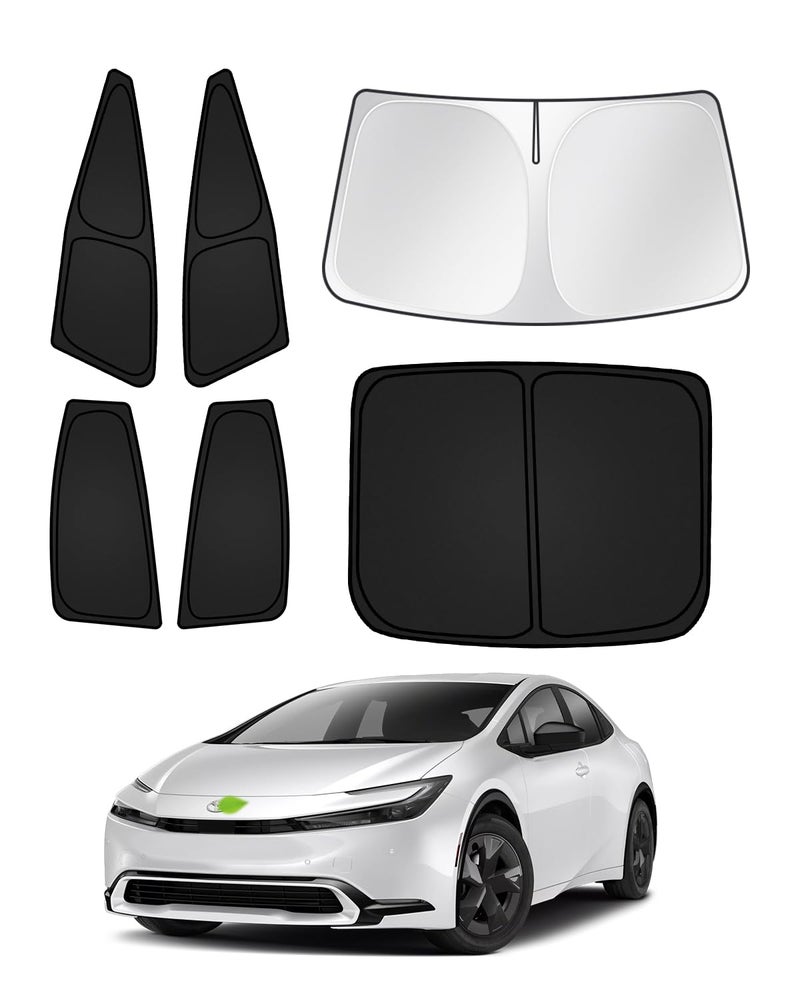 Canvcle Sunshades for Toyota Prius 2023-2024 2025 Accessories Windshield Sun Shade Side Rear Window Shade Cover Sun Visor Shield Privacy Protection Keep Vehicle Cool Black 6PCS - Image 1