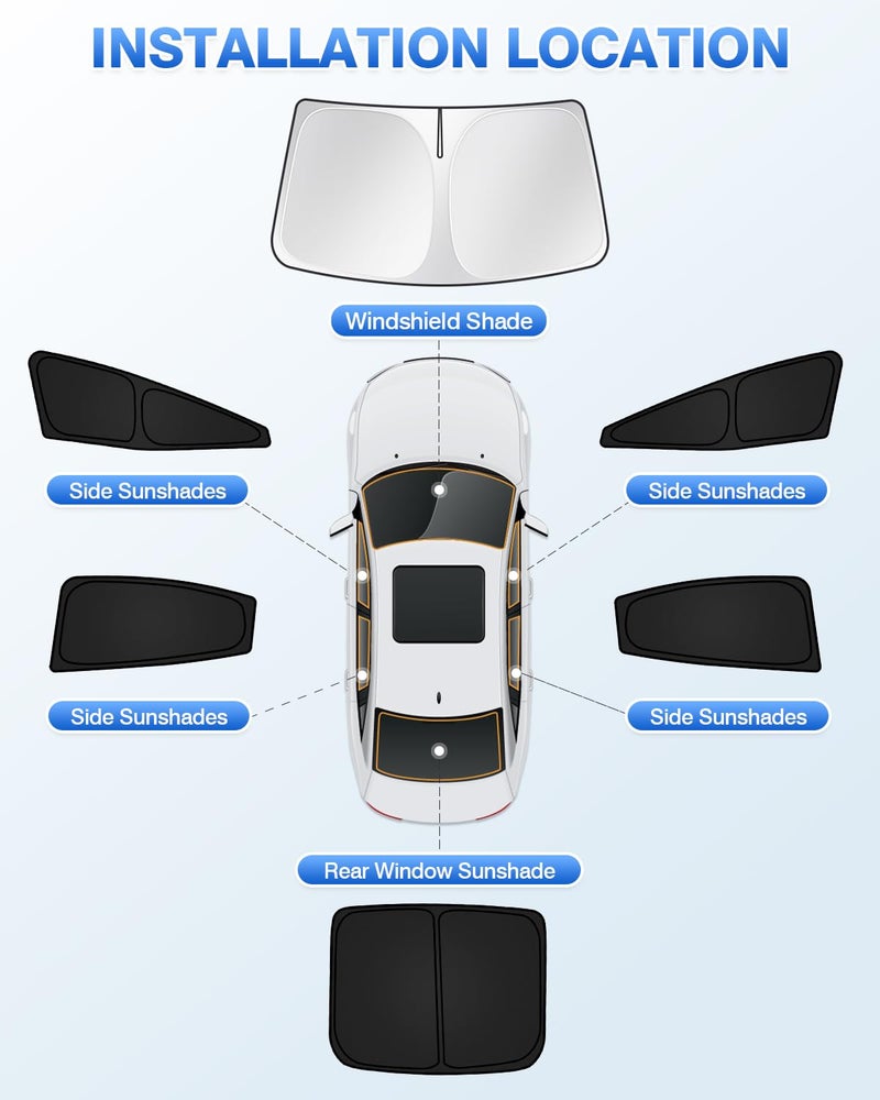 Canvcle Sunshades for Toyota Prius 2023-2024 2025 Accessories Windshield Sun Shade Side Rear Window Shade Cover Sun Visor Shield Privacy Protection Keep Vehicle Cool Black 6PCS - Image 5