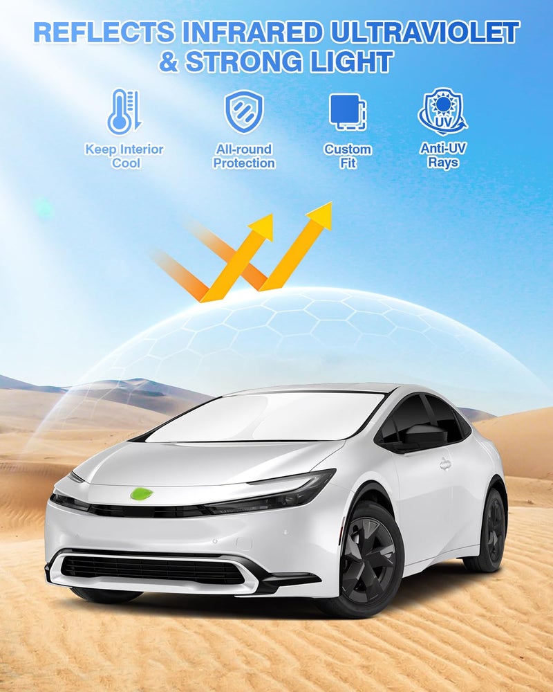 Canvcle Sunshades for Toyota Prius 2023-2024 2025 Accessories Windshield Sun Shade Side Rear Window Shade Cover Sun Visor Shield Privacy Protection Keep Vehicle Cool Black 6PCS - Image 2