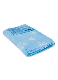 haus & kinder haus kinder Printed Reversible Flannel Warm Blanket for AC RoomSingle Blanket for Kids Adults Microfiber Blanket Single Bed 1Pc Single Blanket for All Season 150X230Cm Sky Blue 450GSM Aster 