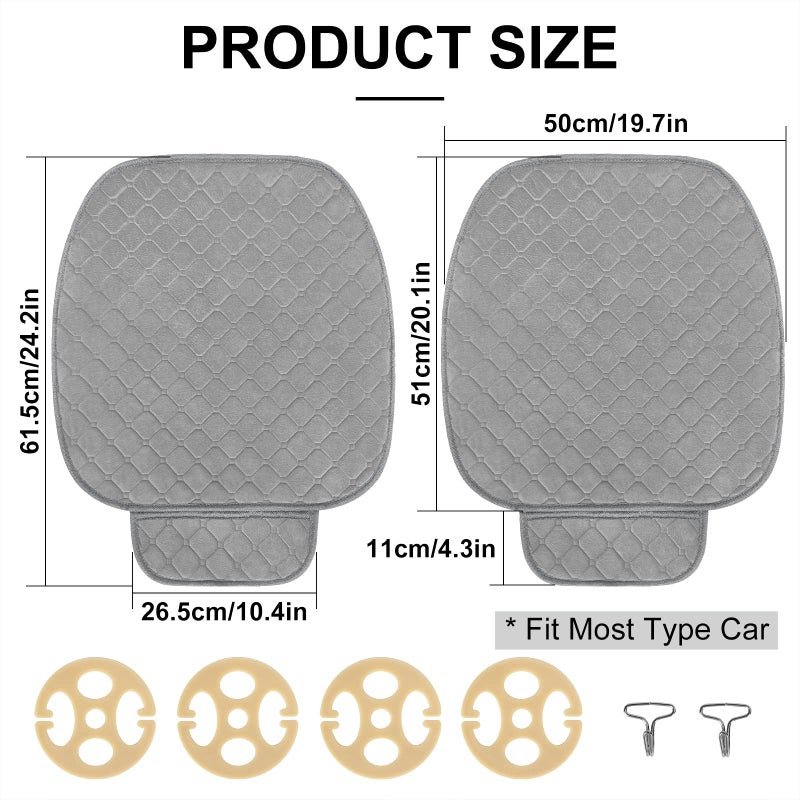 surpassme Comfortable Car Seat Covers Universal Front Seat Coves for Car Accessories with Storage Pockets, Padded Car Interior Covers for Automotive, SUV, Truck, and Van(Grey) - Image 2