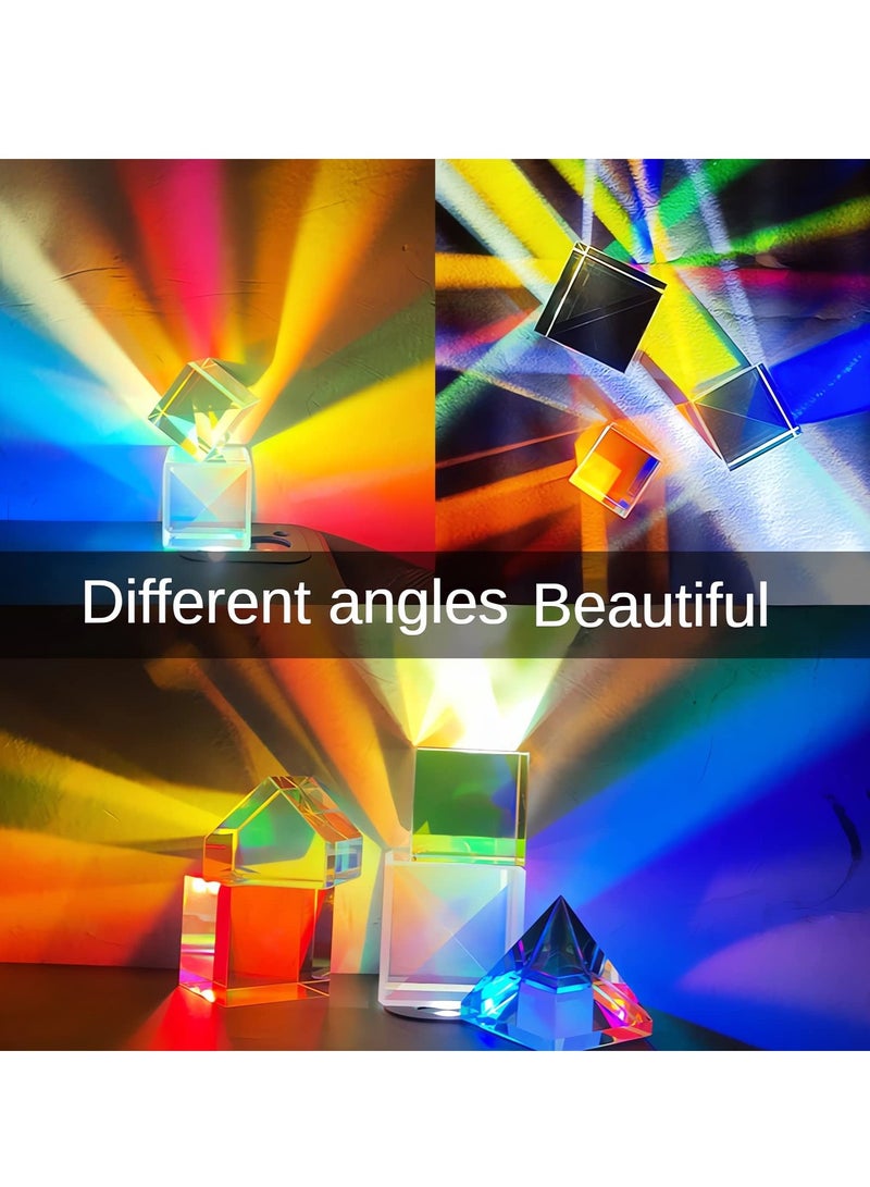 SYOSI Crystal Glass Prism Cube, Optical Magic Rainbow Color Prism Cubes, Sun Catcher Cube, Crystal Prisms for Kids Science Office Desktop Physics Toys, Art Decor Photography Props (0.5x0.5in) - Image 3