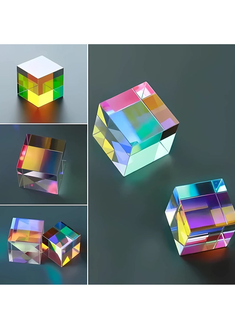 SYOSI Crystal Glass Prism Cube, Optical Magic Rainbow Color Prism Cubes, Sun Catcher Cube, Crystal Prisms for Kids Science Office Desktop Physics Toys, Art Decor Photography Props (0.5x0.5in) - Image 2