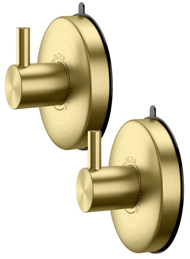 DGYB Suction Cup Hooks for Shower Set of 2 Gold Towel Hooks for Bathrooms SUS 304 Stainless Steel Shower Hooks for Loofah 15 Lb Bathroom Hooks for Towels - Image 1