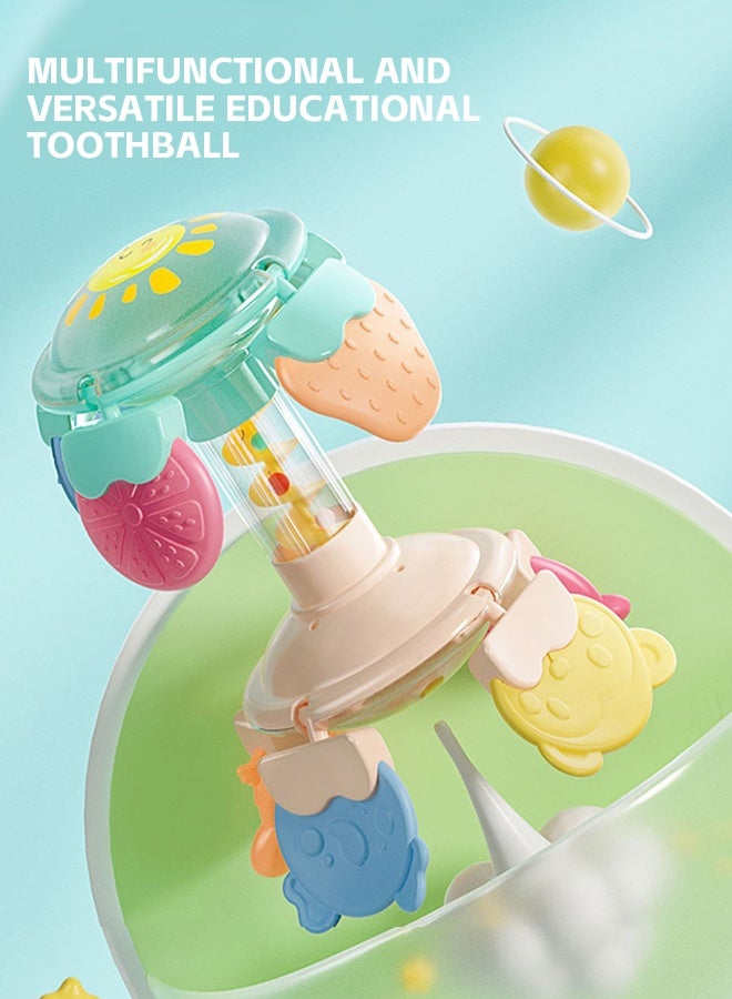 Soft Touch Multi-mode Baby Teether Toy Baby Rattle Toddler Soothing Toys with Spiral Slide Baby Chew Toy for 0-3 Years Baby Boys and Girls (Green) - Image 4