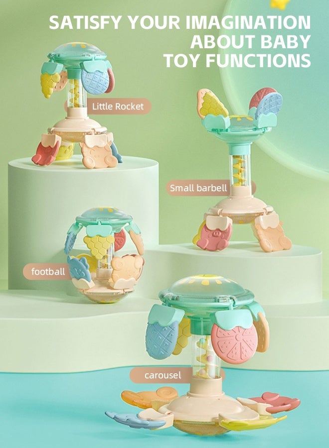 Soft Touch Multi-mode Baby Teether Toy Baby Rattle Toddler Soothing Toys with Spiral Slide Baby Chew Toy for 0-3 Years Baby Boys and Girls (Green) - Image 5