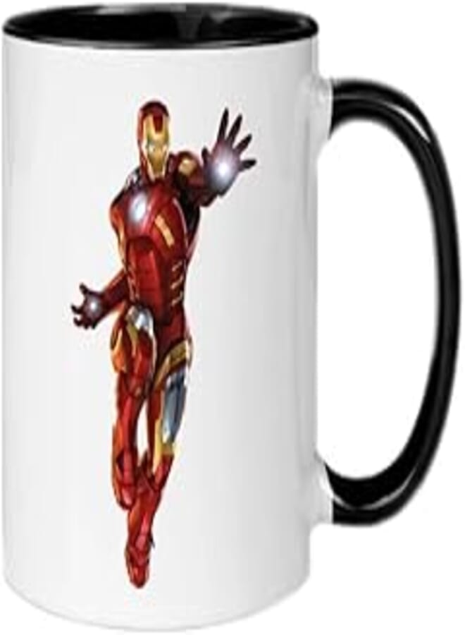 MEC Iron Man Coffee| Mug Espresso cups glass cups |Espresso Coffee Mug| Tea Cup| Drinking Glass | Kitchen Ceramic Coffee Cup Handle For Hot & Cold Beverages| 11 Oz (SHINY BLACK)