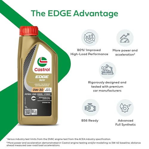 Castrol EDGE SUV 0W-30 Advanced Full Synthetic Engine Oil | Power Boost Technology | G80% Improved Performance| For Petrol, Diesel, CNG & Hybrid Cars | 1L - Image 3