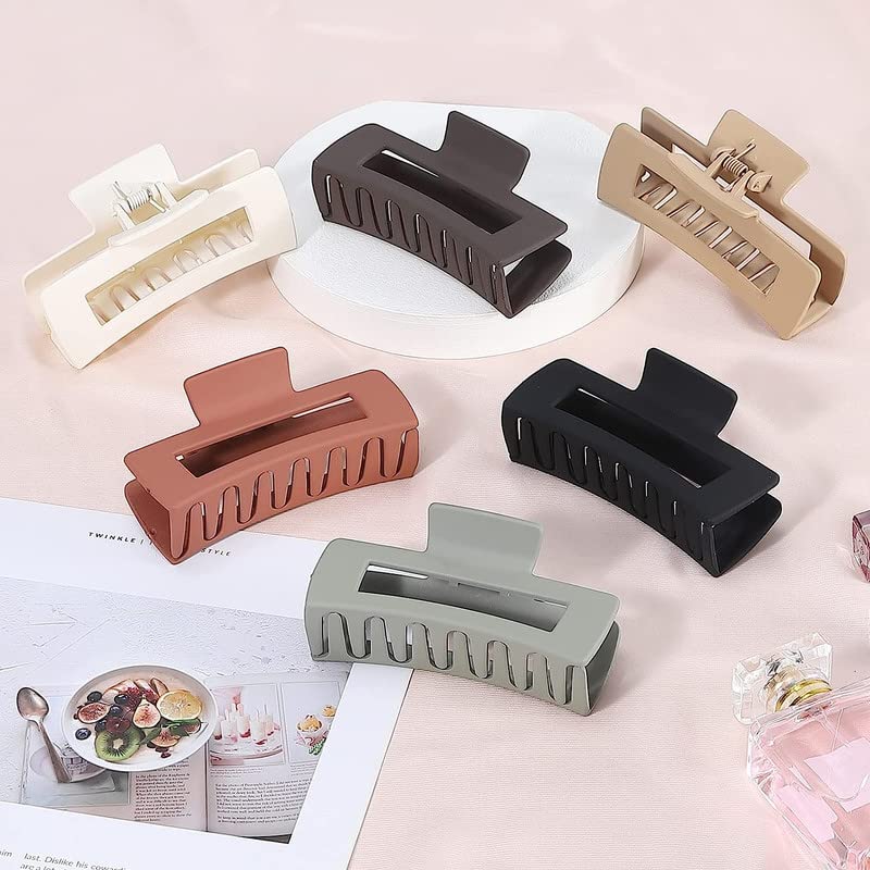 FAMEZA 6 pcs 4 Inch Big Hair Clips 6 Pcs claw clips for Thick Hair Large Rectangular Claw Clips for Women and Girls Big Nonslip Acrylic Banana Jaw Clips Hair Accessories(multicolor) - Image 5