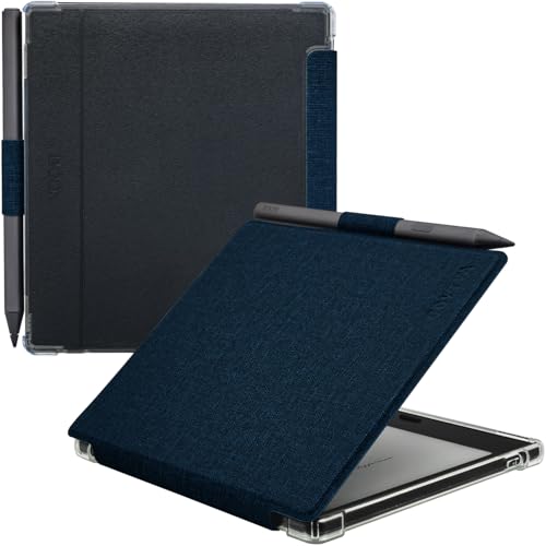 GOVTVA Pen Holder Case for Onyx Boox Go Color 7 (Gen 1/2, 2024/2025) / Boox Go 7 Ultra-Thin Enhanced Auto Sleep/Wake Cover with Transparent TPU Back & Magnetic Closure (Cloth Bark Blue) - Image 1