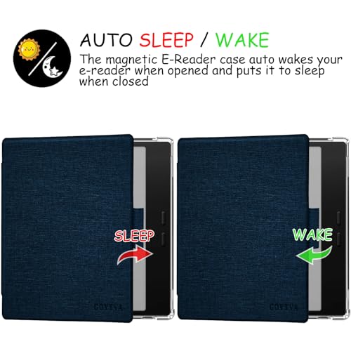 GOVTVA Pen Holder Case for Onyx Boox Go Color 7 (Gen 1/2, 2024/2025) / Boox Go 7 Ultra-Thin Enhanced Auto Sleep/Wake Cover with Transparent TPU Back & Magnetic Closure (Cloth Bark Blue) - Image 5