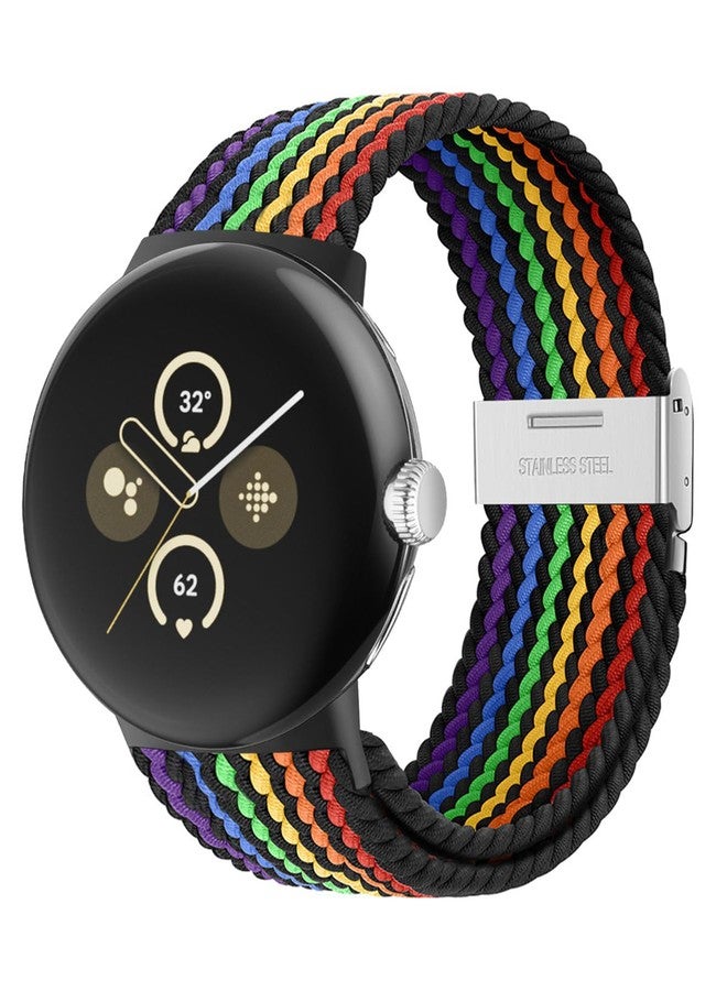 BandRain Stretchy Braided Bands Compatible with Google Pixel Watch 4 3 41mm/Pixel Watch 2 Band/Google Pixel Watch Band - Upgraded Connector - Elastic Nylon Breathable Sport Straps for Women Men - Image 1