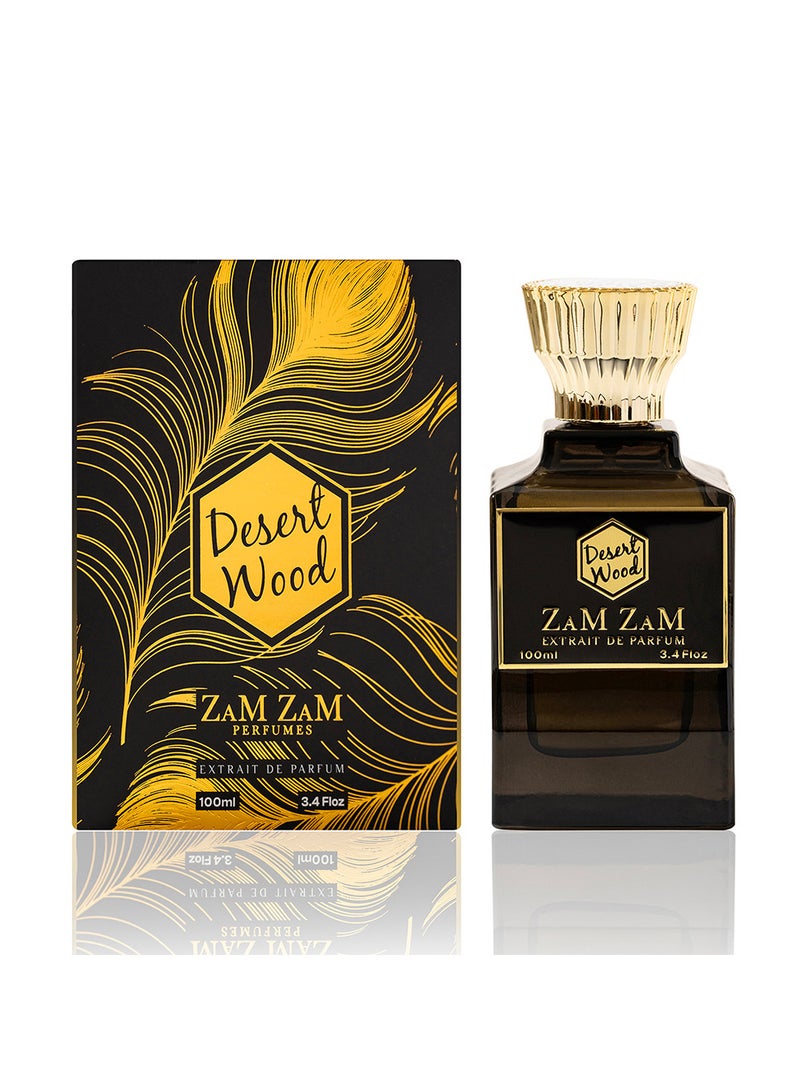 عطر زمزم ديزرت وود للرجال والنساء - 100 مل أو دي بارفان، عطر زهري جلدي للجنسين مع الليمون والفلفل الوردي والورد والجلد المدبوغ وخشب الأرز، عطر أنيق وجريء يدوم طويلاً ليلاً ونهارًا - Image 1