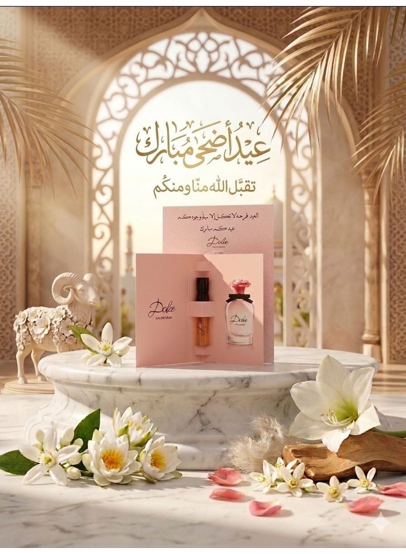 Dolce Liya Eid gift baskets: 2ml mini perfume bottles with an elegant card saying "Eid Mubarak" (12 pieces) - Image 2