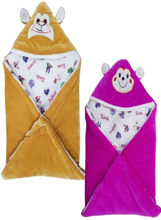 First Kick Baby Blankets New Born Combo Pack of Super Soft Baby Wrapper Durable Polyester Sleeping Bag Cum Baby Blanket for Baby Boys, Baby Girls, Babies (66cm x 66cm, 0-6 Months), Pack of 2 Velvet - Image 1