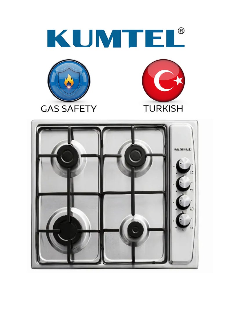 كومتيل سطح بلت ان غاز - مقاس 60 سم - عدد 4 عين - أمان كامل - تركي - استيل - M6-40BF/E - Image 1