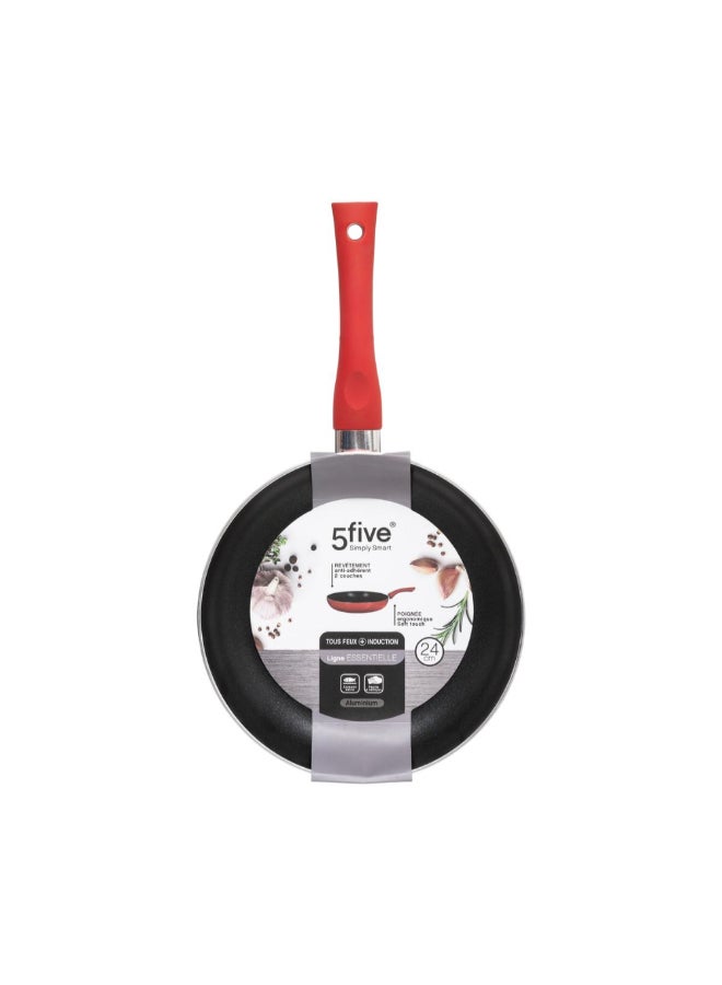 Five Simply Smart Essentielle Aluminum Induction Frying Pan Red and Black 24 cm 128841 - Image 4